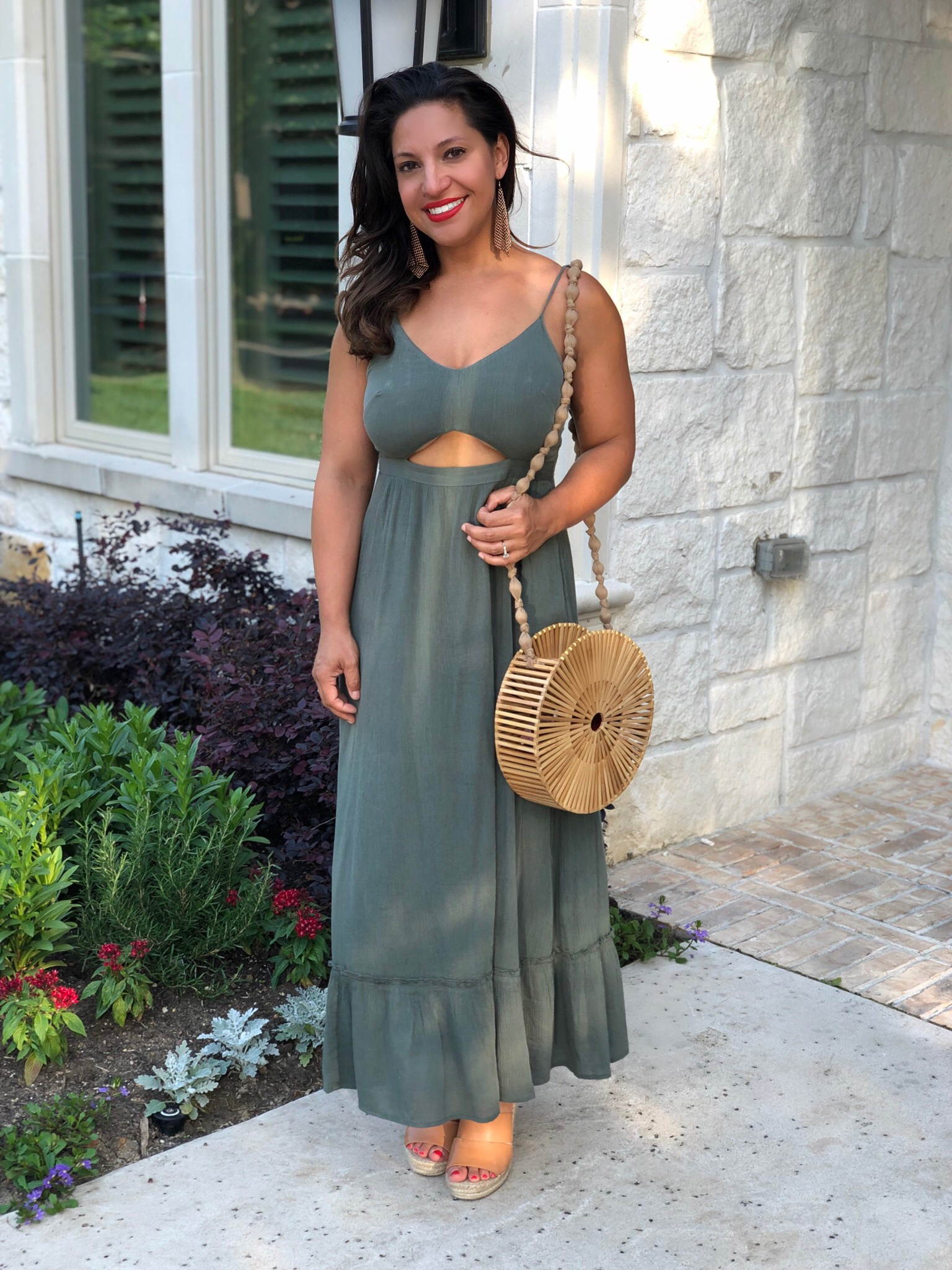 Flowy Green Cutout Maxi