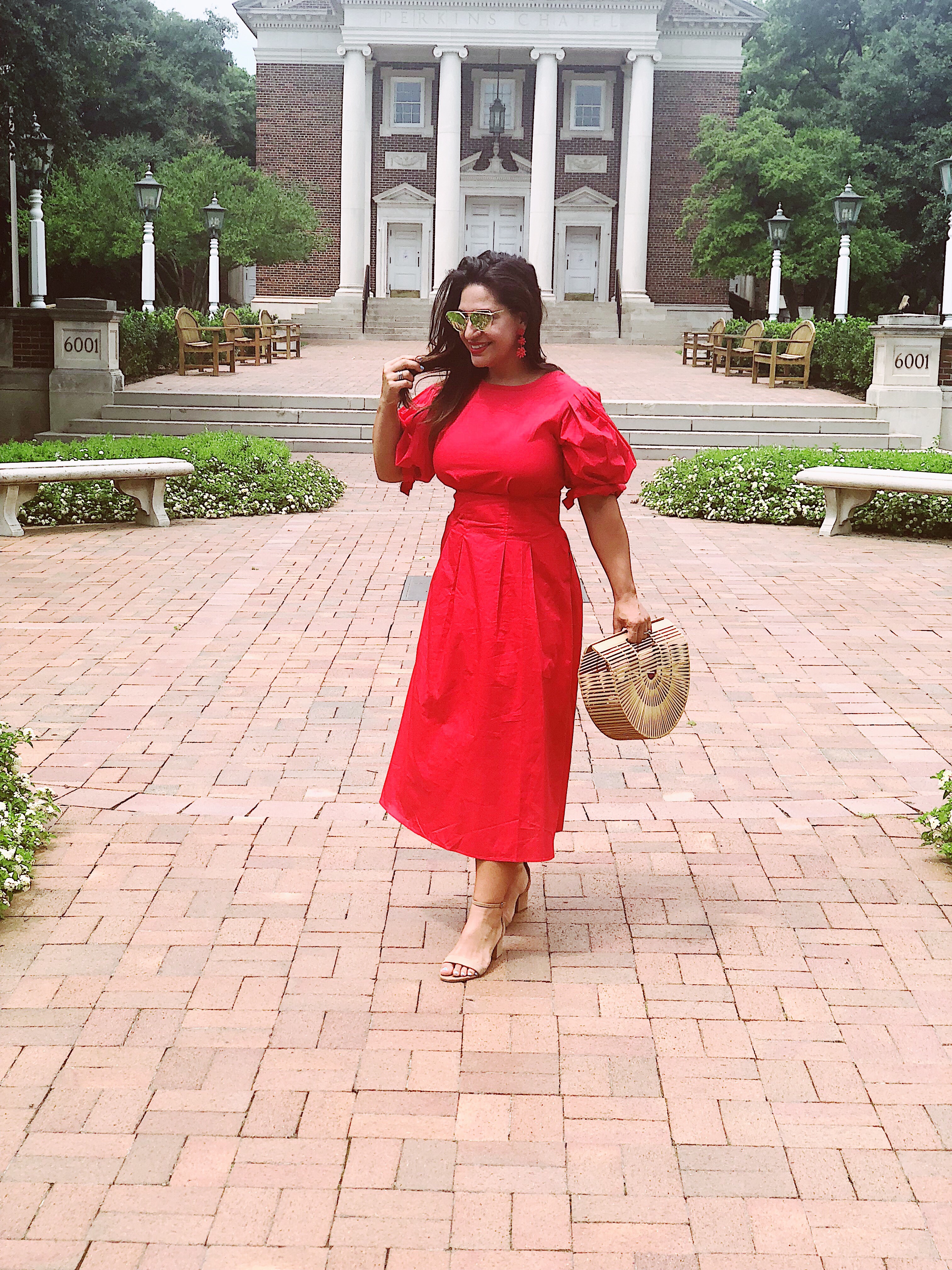 Who What Wear Puff Sleeved Midi Dress